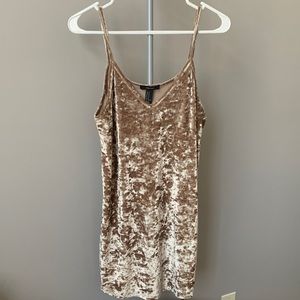 Gold Velvet V-Neck Mini Dress